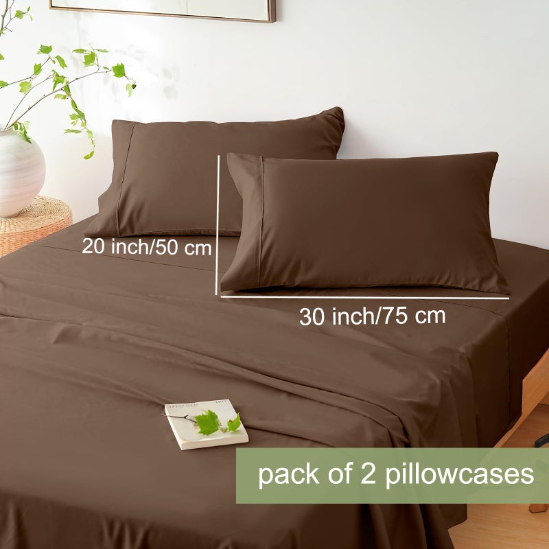 Mohap Bed Sheet Set 4 Pieces Double Brushed Microfiber 1800 - Breathable All Season Luxury Soft Bedding - Full Coffee - Image 3